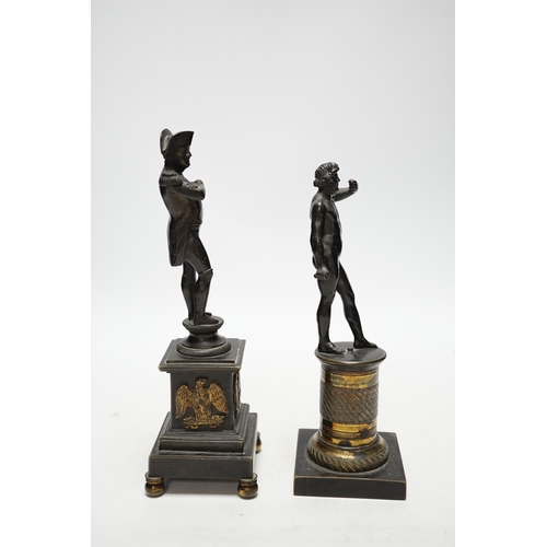 460 - A 19th century bronze figure of Napoleon and a 19th century bronze figure of Bacchus, tallest 12.5cm... 