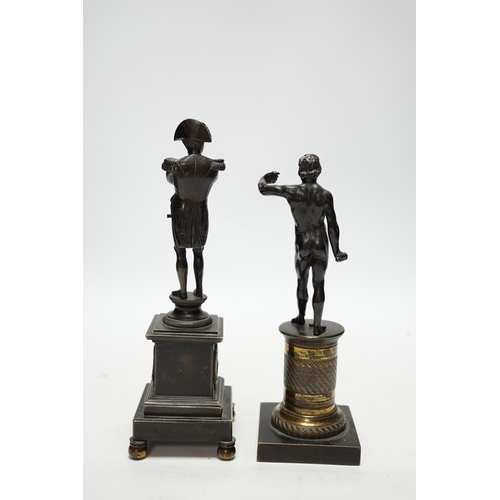 460 - A 19th century bronze figure of Napoleon and a 19th century bronze figure of Bacchus, tallest 12.5cm... 