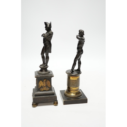 460 - A 19th century bronze figure of Napoleon and a 19th century bronze figure of Bacchus, tallest 12.5cm... 