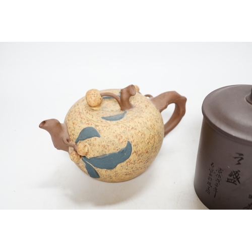465 - Two Chinese Yixing pottery teapots, one Republic period. Tallest 12.5cm