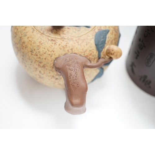 465 - Two Chinese Yixing pottery teapots, one Republic period. Tallest 12.5cm