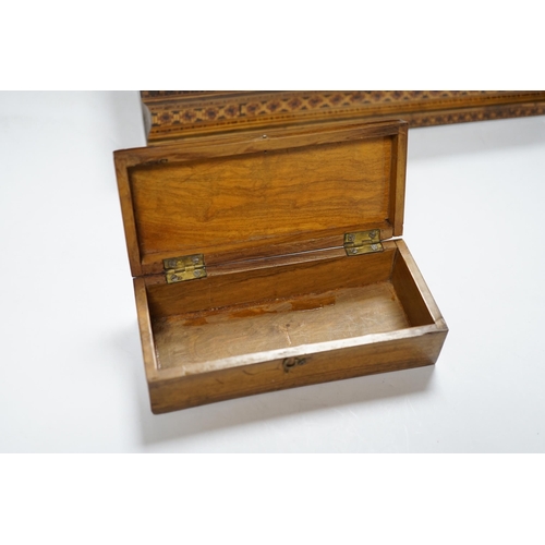 469 - A George III domed box and two Sorrento ware boxes, largest 28cm