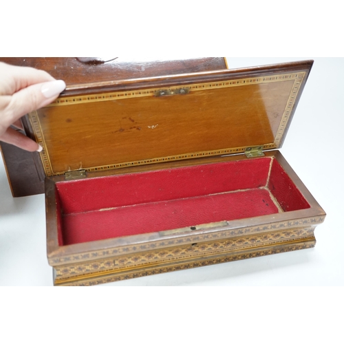 469 - A George III domed box and two Sorrento ware boxes, largest 28cm