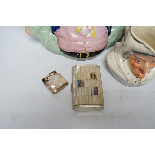 475 - A Capodimonte figure, a Staffs pottery teapot, a jug and a Beswick pig