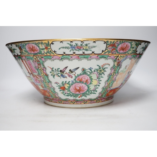 479 - An early 20th century Chinese Canton pattern famille rose bowl, 37cm diameter