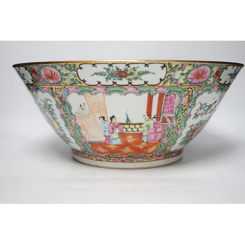 479 - An early 20th century Chinese Canton pattern famille rose bowl, 37cm diameter