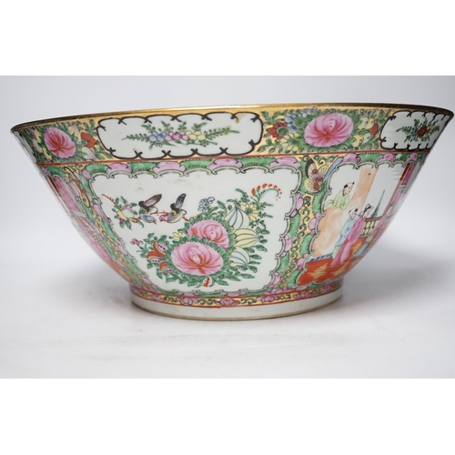 479 - An early 20th century Chinese Canton pattern famille rose bowl, 37cm diameter