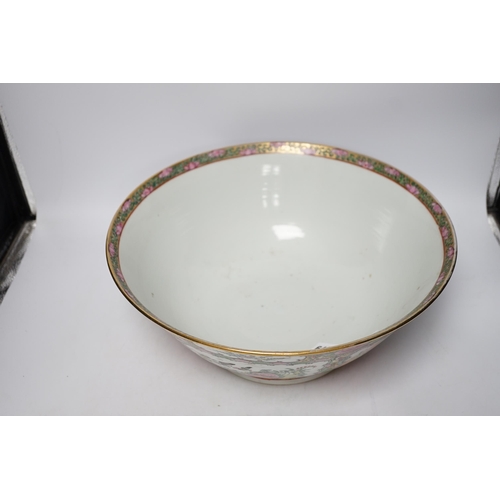 479 - An early 20th century Chinese Canton pattern famille rose bowl, 37cm diameter