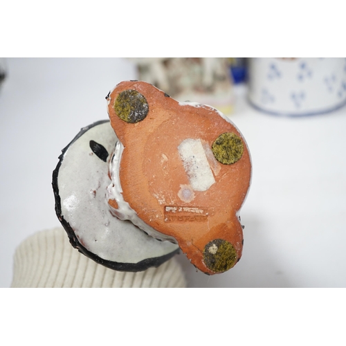 485 - A Maiolica figure of a king and 4 other items including Staffordshire