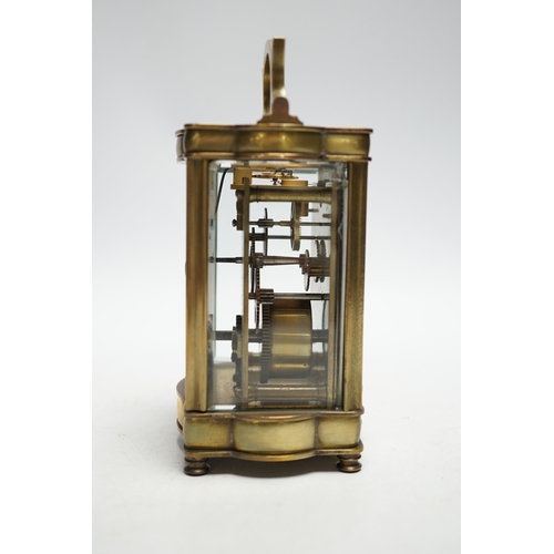 499 - A brass cased carriage timepiece, 12cm