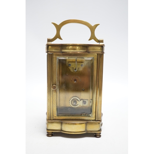 499 - A brass cased carriage timepiece, 12cm