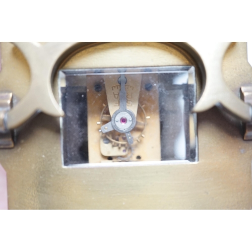 499 - A brass cased carriage timepiece, 12cm