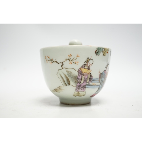 506 - A Chinese famille rose novelty cup, 8cm high