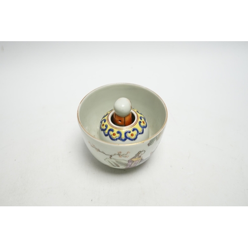 506 - A Chinese famille rose novelty cup, 8cm high