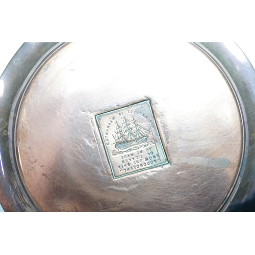 524 - A copper pin dish, souvenir of HMS Foudroyant, 10cm