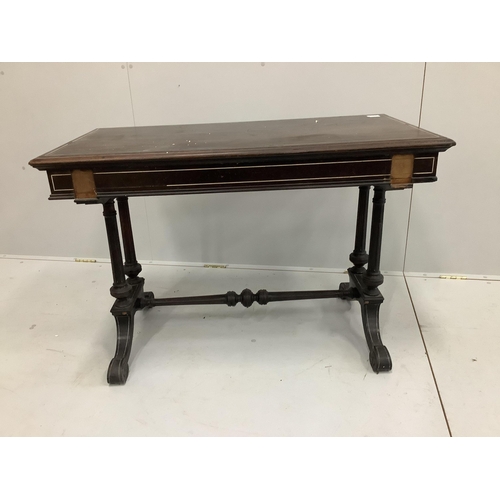 53 - A Victorian ivory inlaid ebonised hall table, width 106cm, depth 56cm, height 71cm  Cites Submission... 