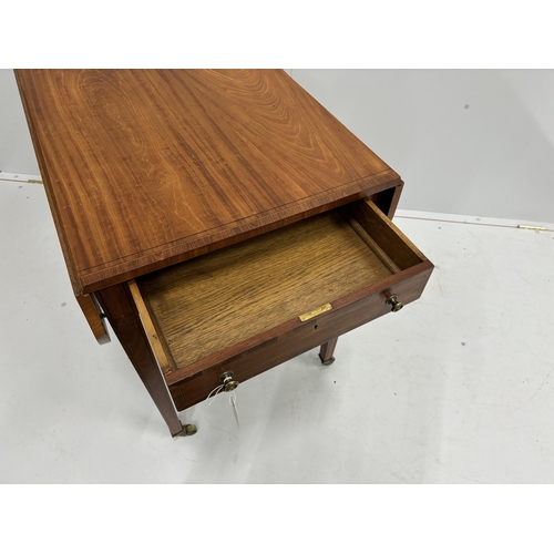 60 - A George III coromandel banded satinwood Pembroke table, width 53cm, depth 76cm, height 73cm