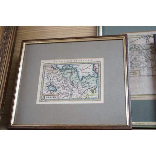 699 - Four miniature 17th century and later hand coloured maps of Tartary including one by Alain Manesson ... 