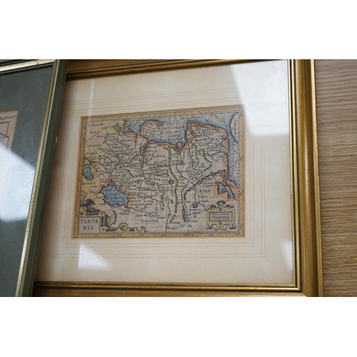 699 - Four miniature 17th century and later hand coloured maps of Tartary including one by Alain Manesson ... 