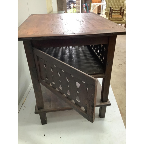 70 - A 19th century Continental rectangular pine meat safe / centre table, width 104cm, depth 82cm, heigh... 