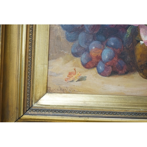 700 - Rosa Appleton (1800-1900) oil on canvas, Still life of grapes and roses, signed, 34 x 24cm