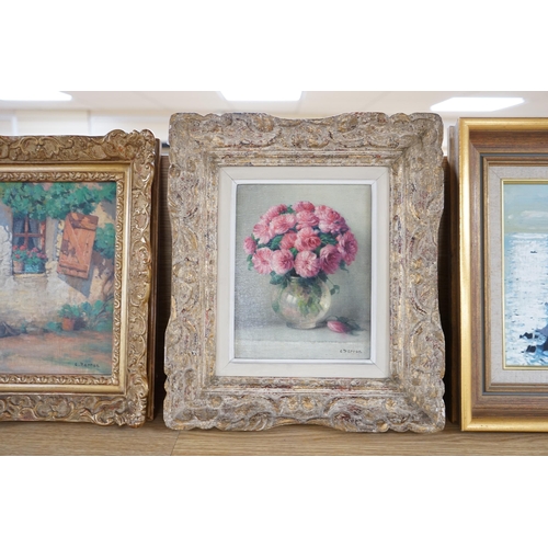 704 - Charles Clement Perron (French, 1893-1958), oil on canvas, Still life of flowers in a vase, inscribe... 