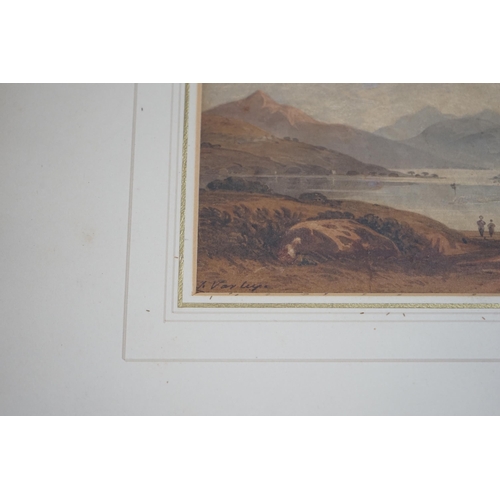 706 - John Varley RWS (1778-1842), watercolour, Mountainous lakeside landscape, signed, 13 x 19cm