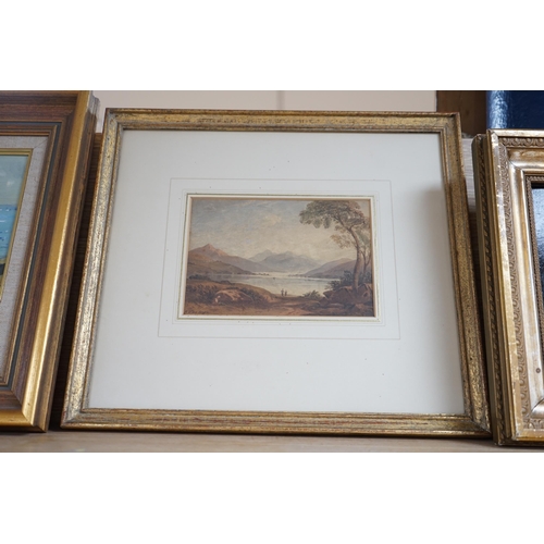 706 - John Varley RWS (1778-1842), watercolour, Mountainous lakeside landscape, signed, 13 x 19cm