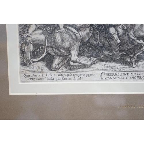 708 - Antonio Tempesta (Italian, 1555-1630), old master etching, The Israelites Defeated by the Canaanites... 