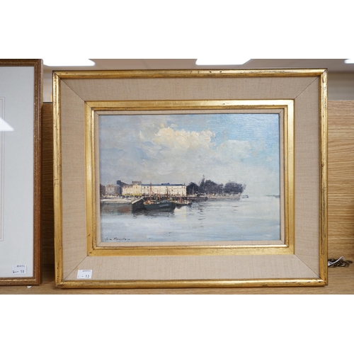 711 - * * Ian Houston (1934-2021), oil on board, Honfleur Quayside, signed, 24 x 34.5cms Please note t... 