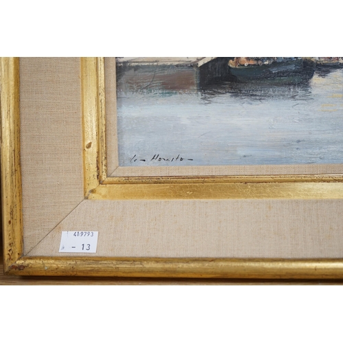 711 - * * Ian Houston (1934-2021), oil on board, Honfleur Quayside, signed, 24 x 34.5cms Please note t... 