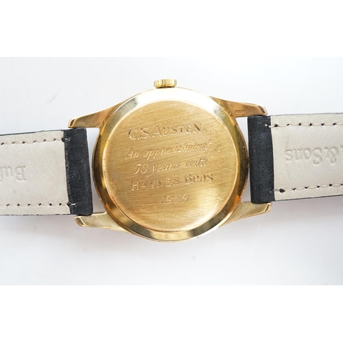 939 - A yellow metal and three stone diamond set bar brooch, 37mm, with safety chain, gross weight 3 grams... 