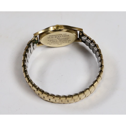 957 - A gentleman's 1960's 9ct gold Rolex Precision manual wind wrist watch, with case back inscription, o... 