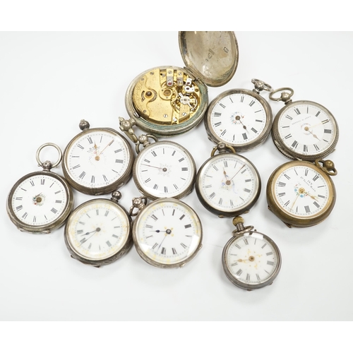 965 - A large quantity of assorted wrist and pocket watch parts and movements, together with assorted fob ... 