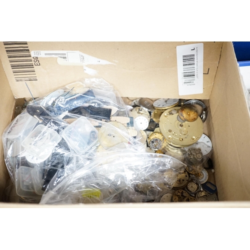 965 - A large quantity of assorted wrist and pocket watch parts and movements, together with assorted fob ... 