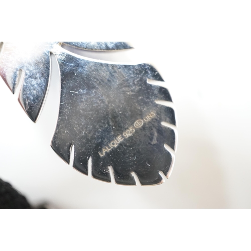 971 - A modern Lalique 925, enamel and glass set pendant necklace, 66cm and a pair of matching earrings.... 