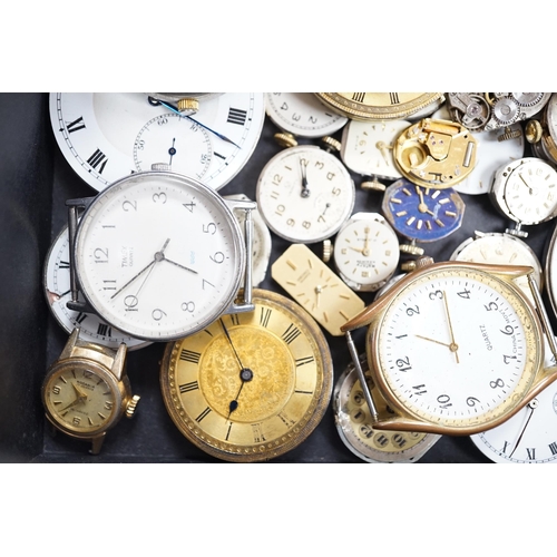 986 - Assorted wrist wand pocket watch movements including Waltham and Rotary and a Swiss 935 standard fob... 