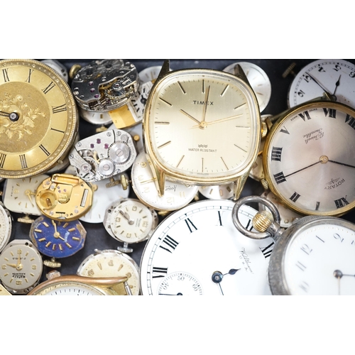 986 - Assorted wrist wand pocket watch movements including Waltham and Rotary and a Swiss 935 standard fob... 