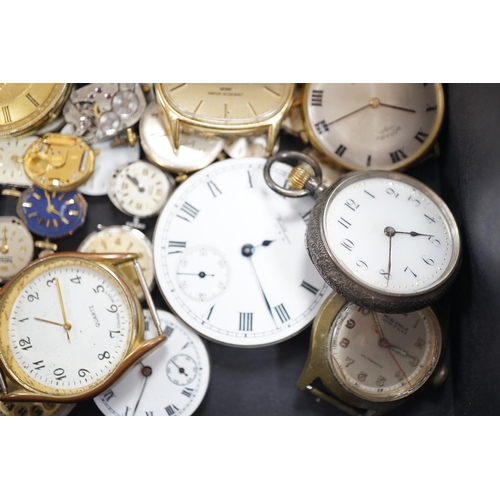 986 - Assorted wrist wand pocket watch movements including Waltham and Rotary and a Swiss 935 standard fob... 