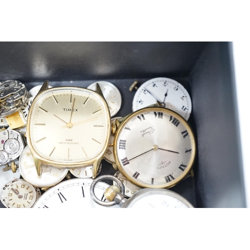 986 - Assorted wrist wand pocket watch movements including Waltham and Rotary and a Swiss 935 standard fob... 