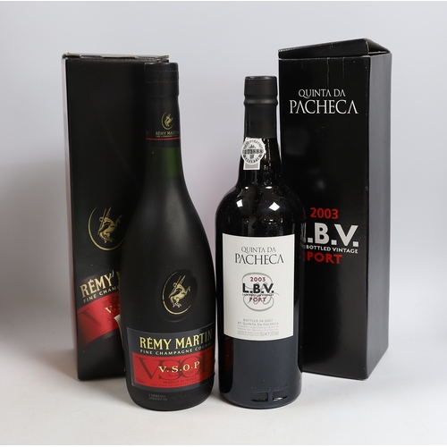 562 - Two half bottles of Cunard LBV Port, both 2003, a Quinta Do Cranston 1997 LBV Port, a bottle of Camu... 