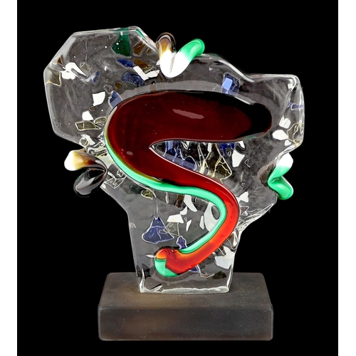 11 - ** ** A Murano glass abstract profile head, in clear, red and green glass, signed, 25cm highPlease n... 