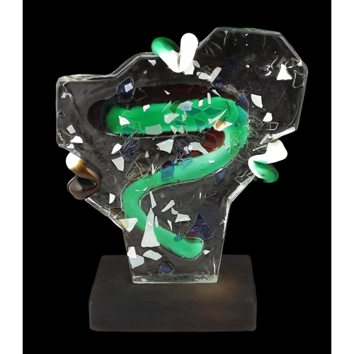 11 - ** ** A Murano glass abstract profile head, in clear, red and green glass, signed, 25cm highPlease n... 