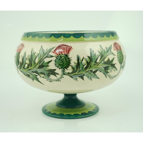 111 - An unusual Wemyss thistle pattern pedestal bowl, early 20th century, probably painted by James Sha... 