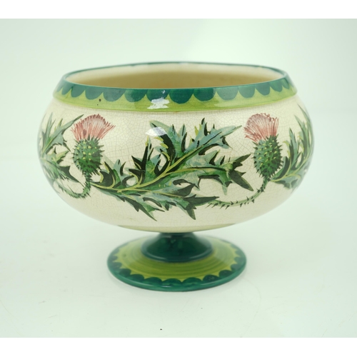 111 - An unusual Wemyss thistle pattern pedestal bowl, early 20th century, probably painted by James Sha... 