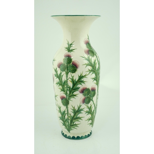 112 - A large Wemyss thistle pattern Elgin vase, early 20th century, probably painted by James Sharp, im... 