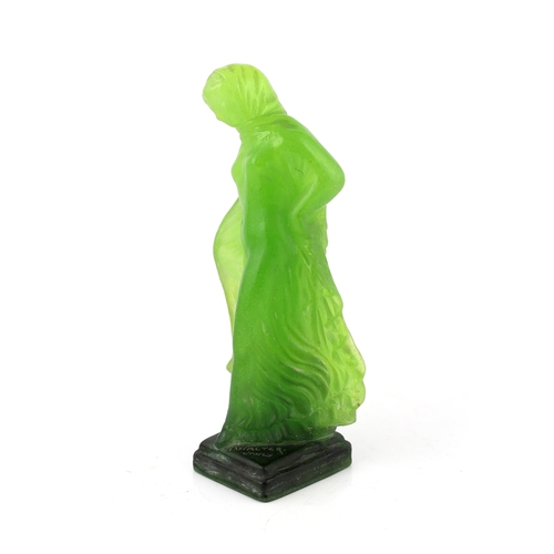 115 - Almeric Walter (1870-1959), a pate-de-verre glass Tanagra figure, c.1900, moulded in graduated gre... 