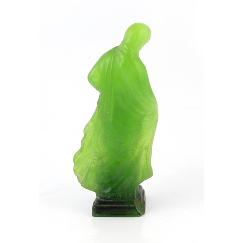 115 - Almeric Walter (1870-1959), a pate-de-verre glass Tanagra figure, c.1900, moulded in graduated gre... 