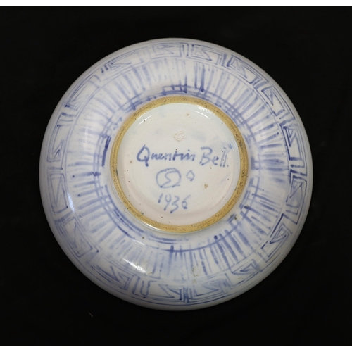 117 - Quentin Bell (1910-1996), an early underglaze blue tinglaze pottery bowl, possibly to a Vanessa Bell... 