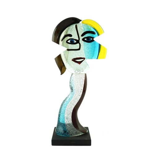 12 - ** ** After Alessandro Barbaro, a Murano glass Cubist style head of a woman, 55cm highPlease note th... 